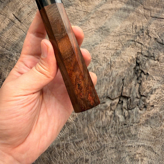 I- 13 Burl Siamese Rosewood Wa handle, Black White horn Ferrule - 135mm