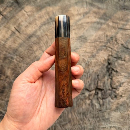 I- 13 Burl Siamese Rosewood Wa handle, Black White horn Ferrule - 135mm