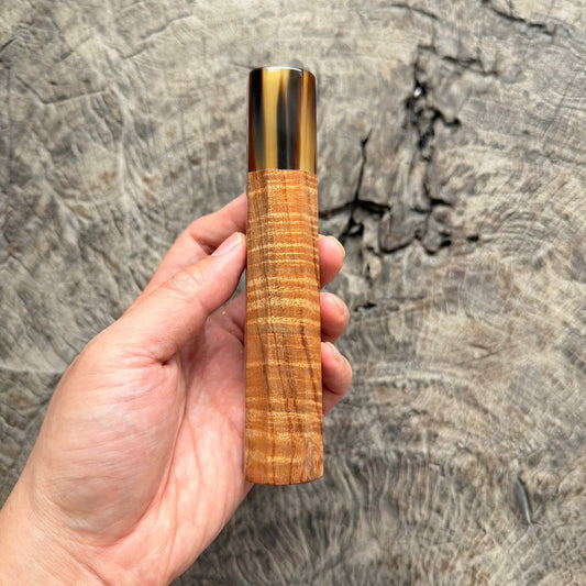 I -4 Curly Hawaiian Koa Wa handle, marble horn ferrule,  145 mm handle