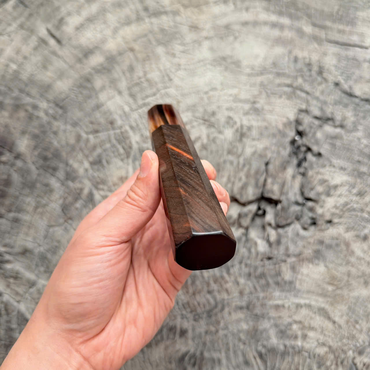 I - 5 Cool Curly Black Siamese Rosewood Wa handle , marble horn Ferrule,  145 mm handle