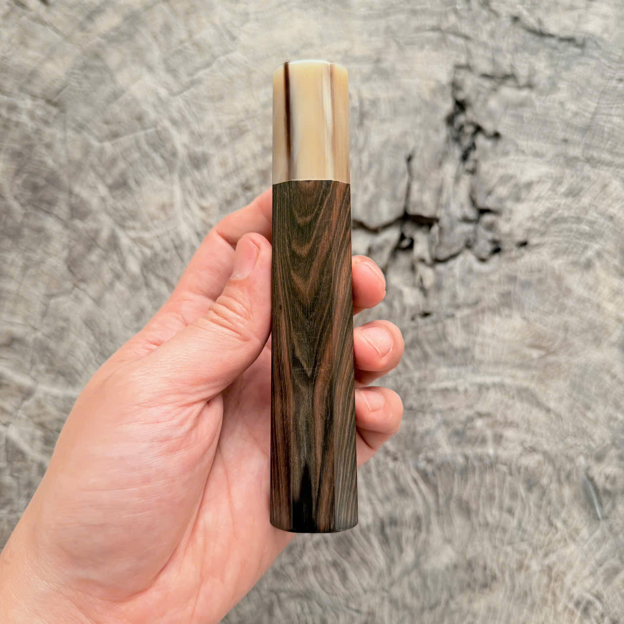 I -9 Madagascar Ebony Wa handle, Horizontal grain, White horn ferrule, 140 mm handle