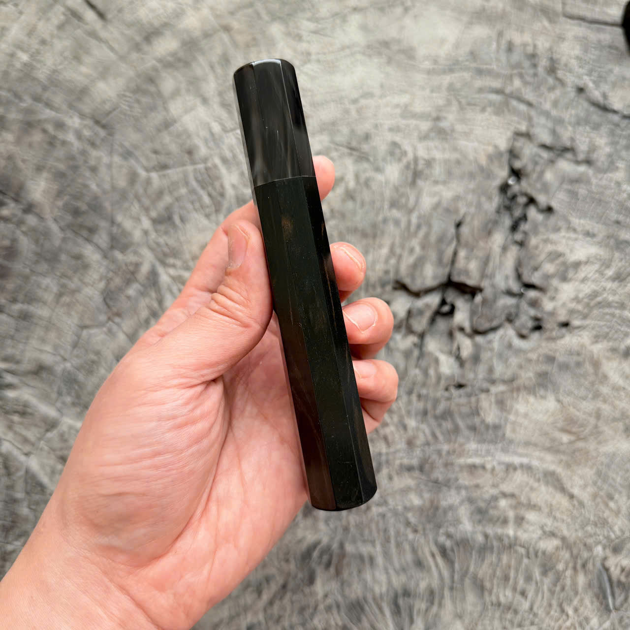 I - 11 Grained Ebony Wa handle, Black white horn Ferrule , 140mm handle