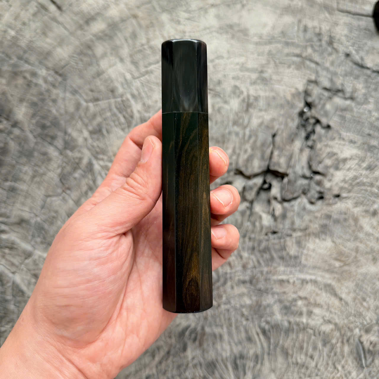 I - 11 Grained Ebony Wa handle, Black white horn Ferrule , 140mm handle