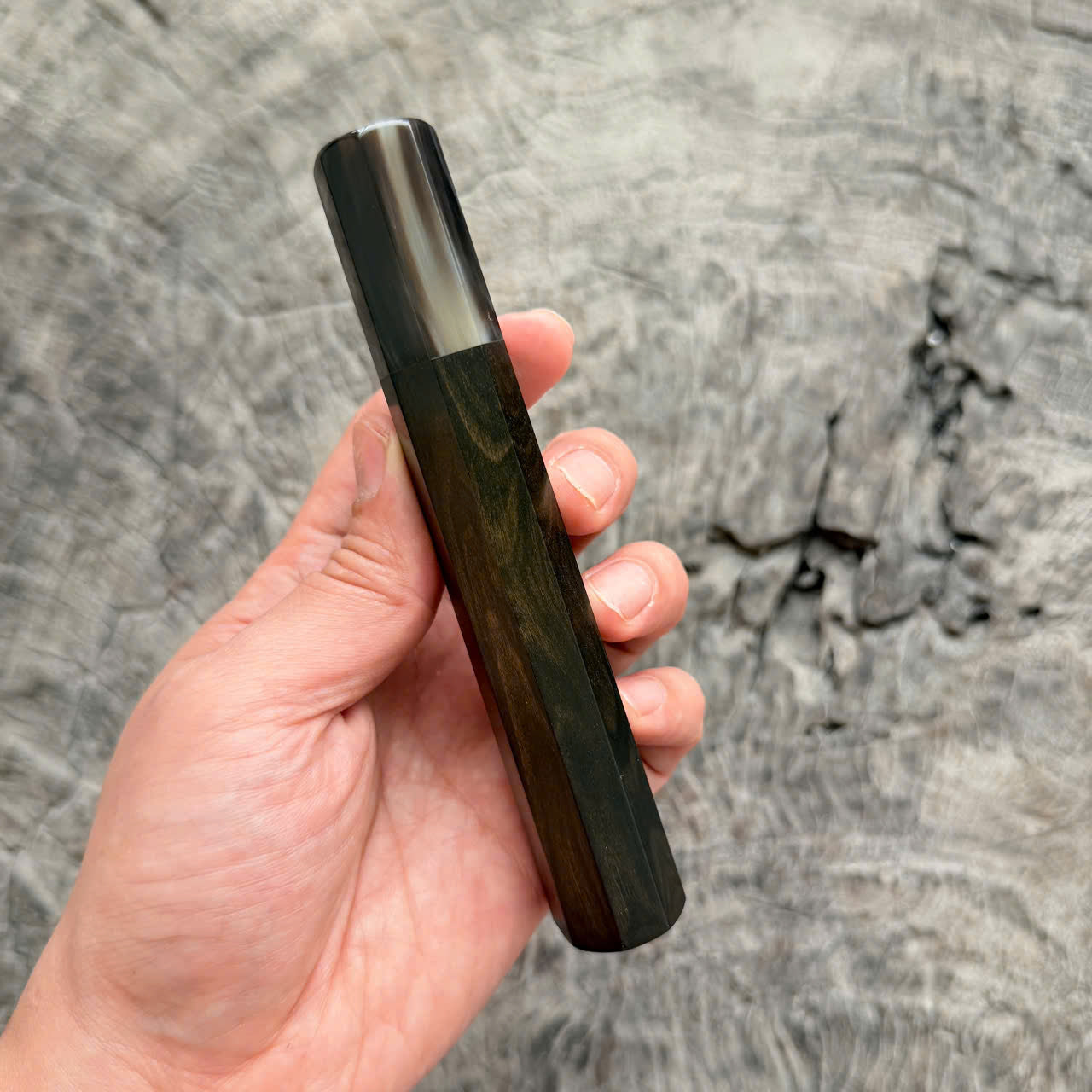 I - 11 Grained Ebony Wa handle, Black white horn Ferrule , 140mm handle