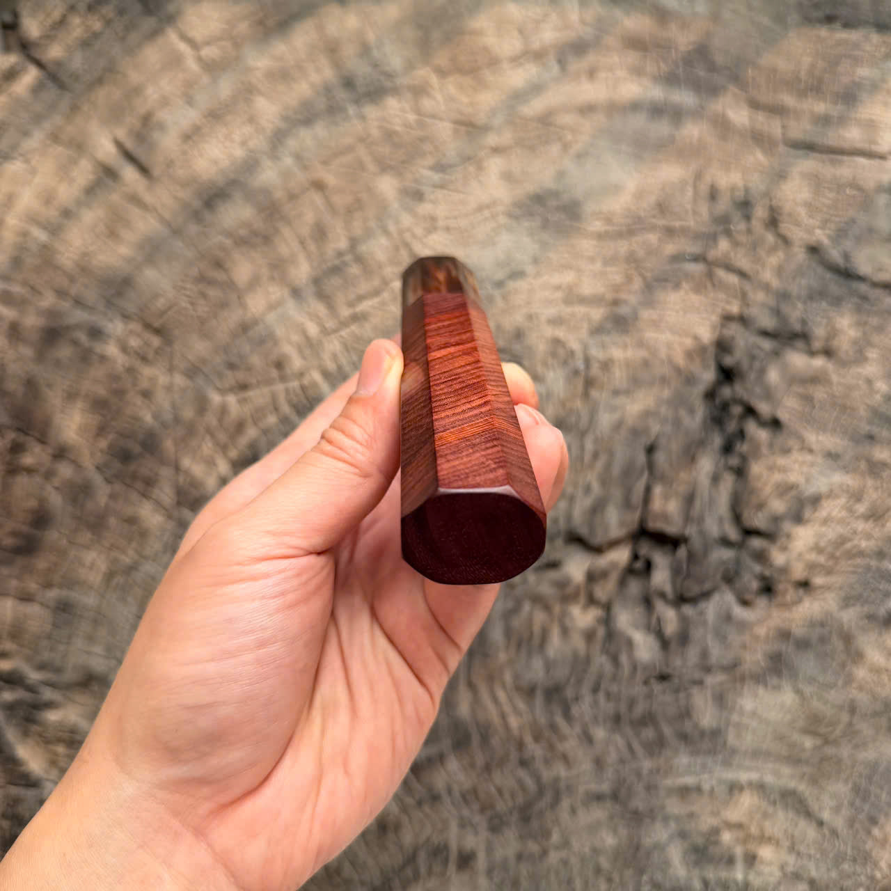 I - 16 Purple Rosewood Wa handle, Horizontal grain, Marble horn ferrule, 140 mm handle