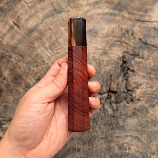 I - 16 Purple Rosewood Wa handle, Horizontal grain, Marble horn ferrule, 140 mm handle