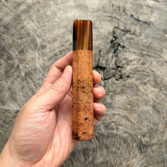 I- 7 Viet Ironwood Burl Wa handle, Marble horn Ferrule - 135mm