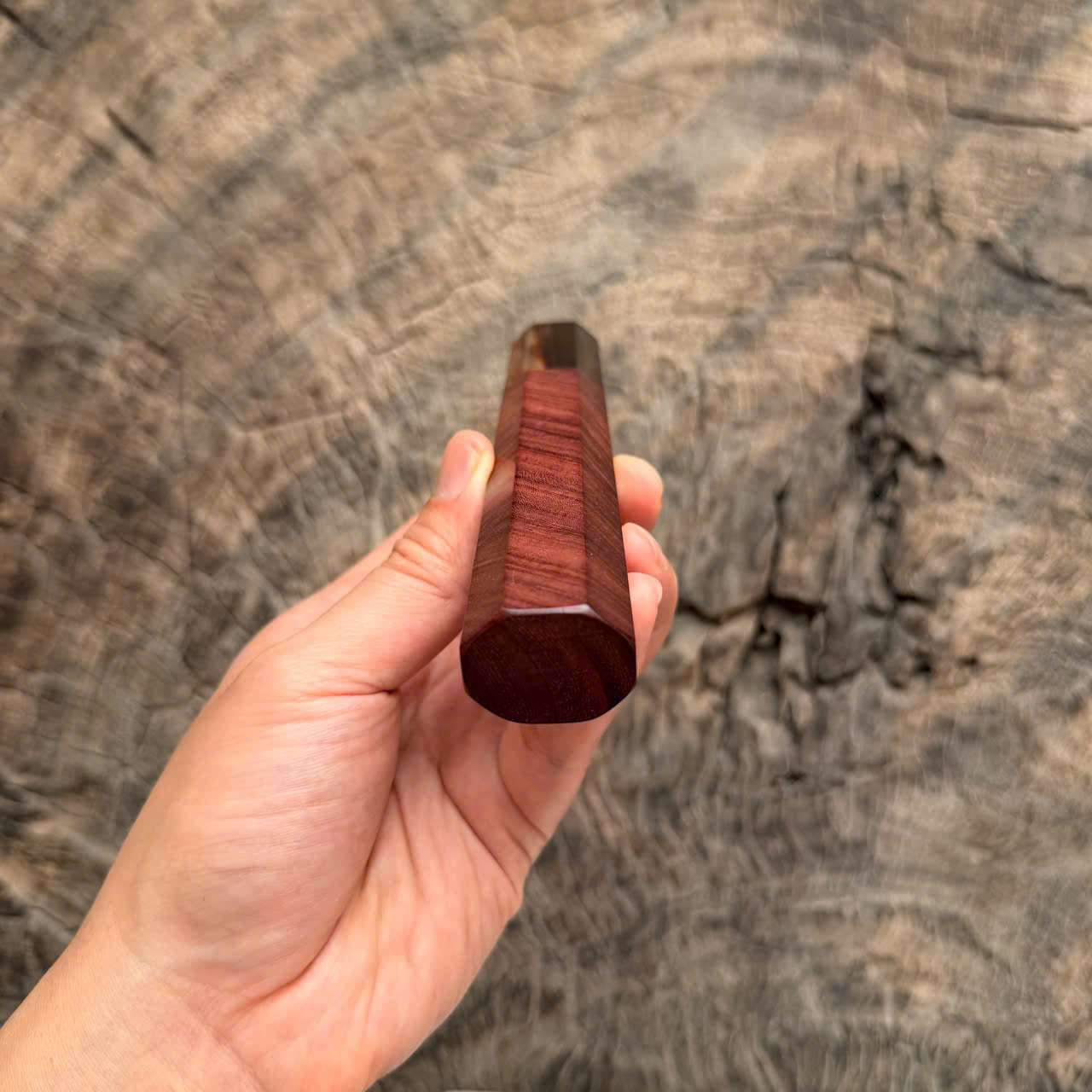 I - 16 Purple Rosewood Wa handle, Horizontal grain, Marble horn ferrule, 140 mm handle