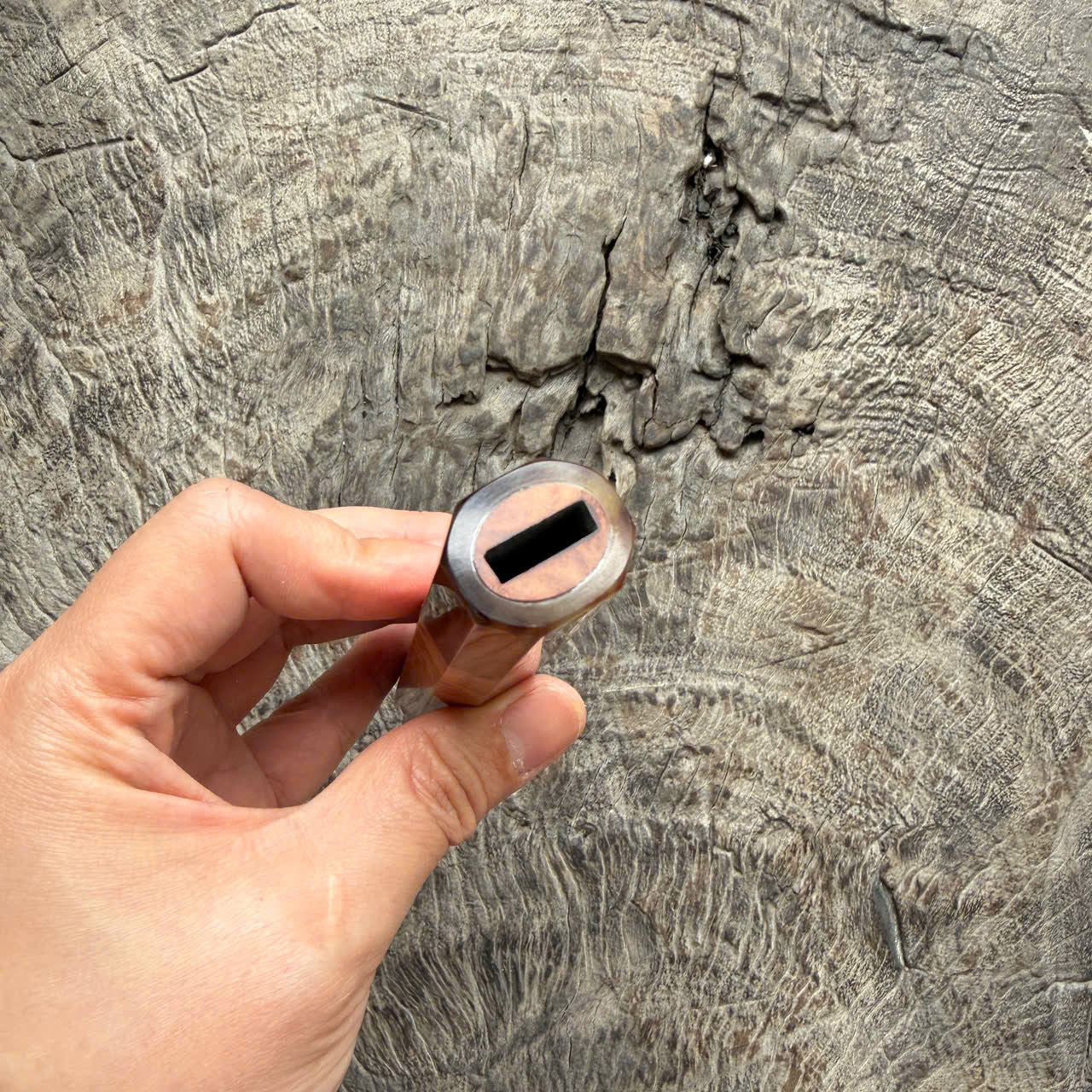 I- 7 Viet Ironwood Burl Wa handle, Marble horn Ferrule - 135mm