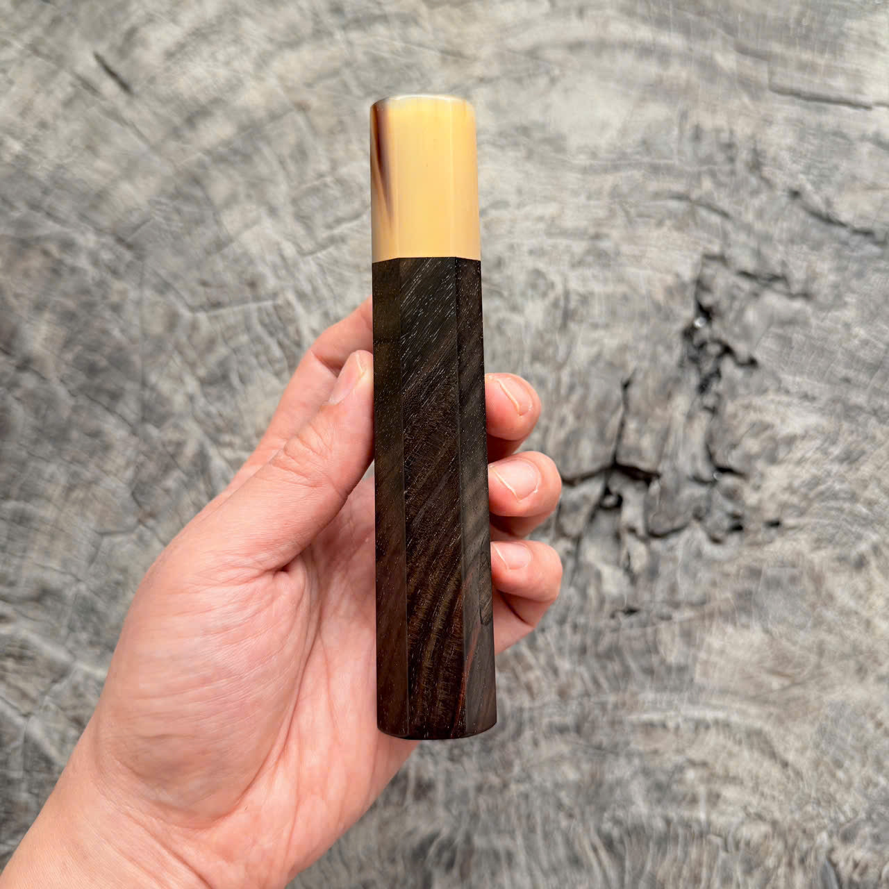 I - 5 Cool Curly Black Siamese Rosewood Wa handle , marble horn Ferrule,  145 mm handle