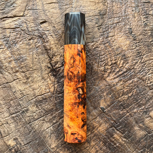 I-Super Rare Burl Siamese Orange Rosewood Wa handle with marble horn ferrule - 145mm