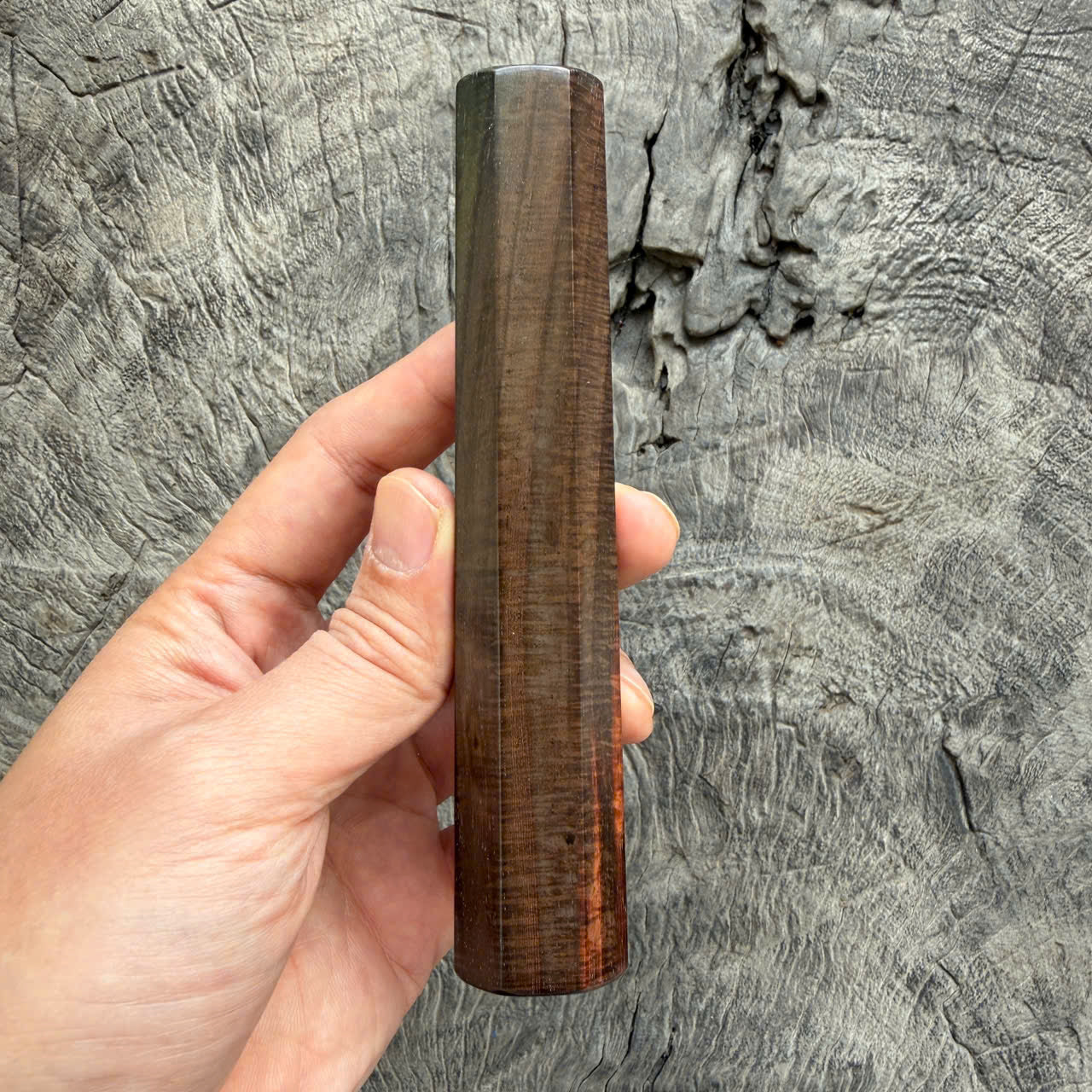 I - Rare Micro Curly Siamese Rosewood Wa handle, Mono -  140 mm