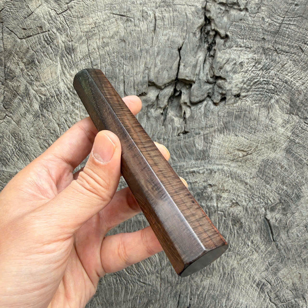 I - Rare Micro Curly Siamese Rosewood Wa handle, Mono -  140 mm