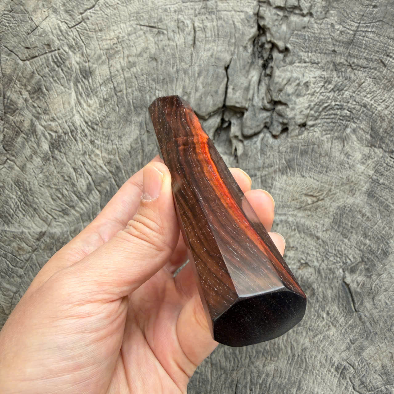 I - 12 Curly Siamese Rosewood Wa handle, Mono -  140 mm