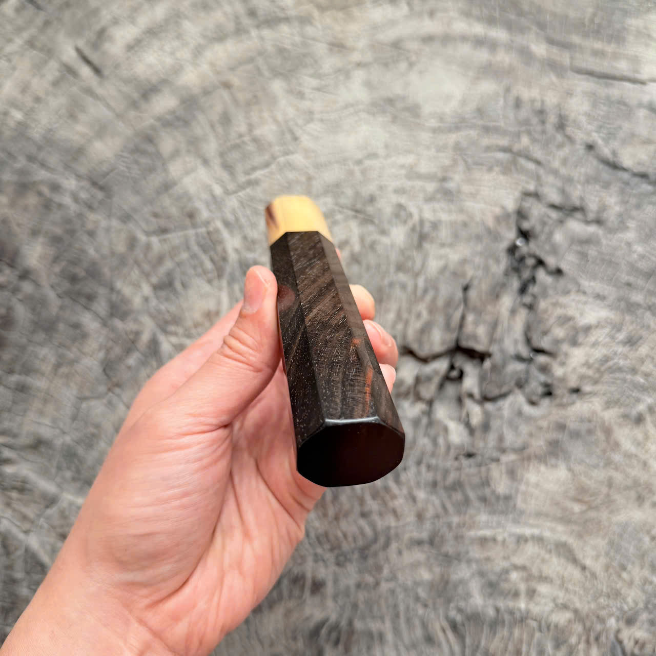 I - 5 Cool Curly Black Siamese Rosewood Wa handle , marble horn Ferrule,  145 mm handle