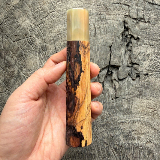 I - Two tone blackwood Wa handle, Marble horn ferrule - end cap- 145 mm