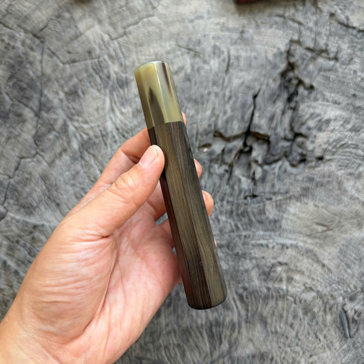 I - 3 Nice Ebony Wa handle, Black White horn Ferrule, 140mm handle