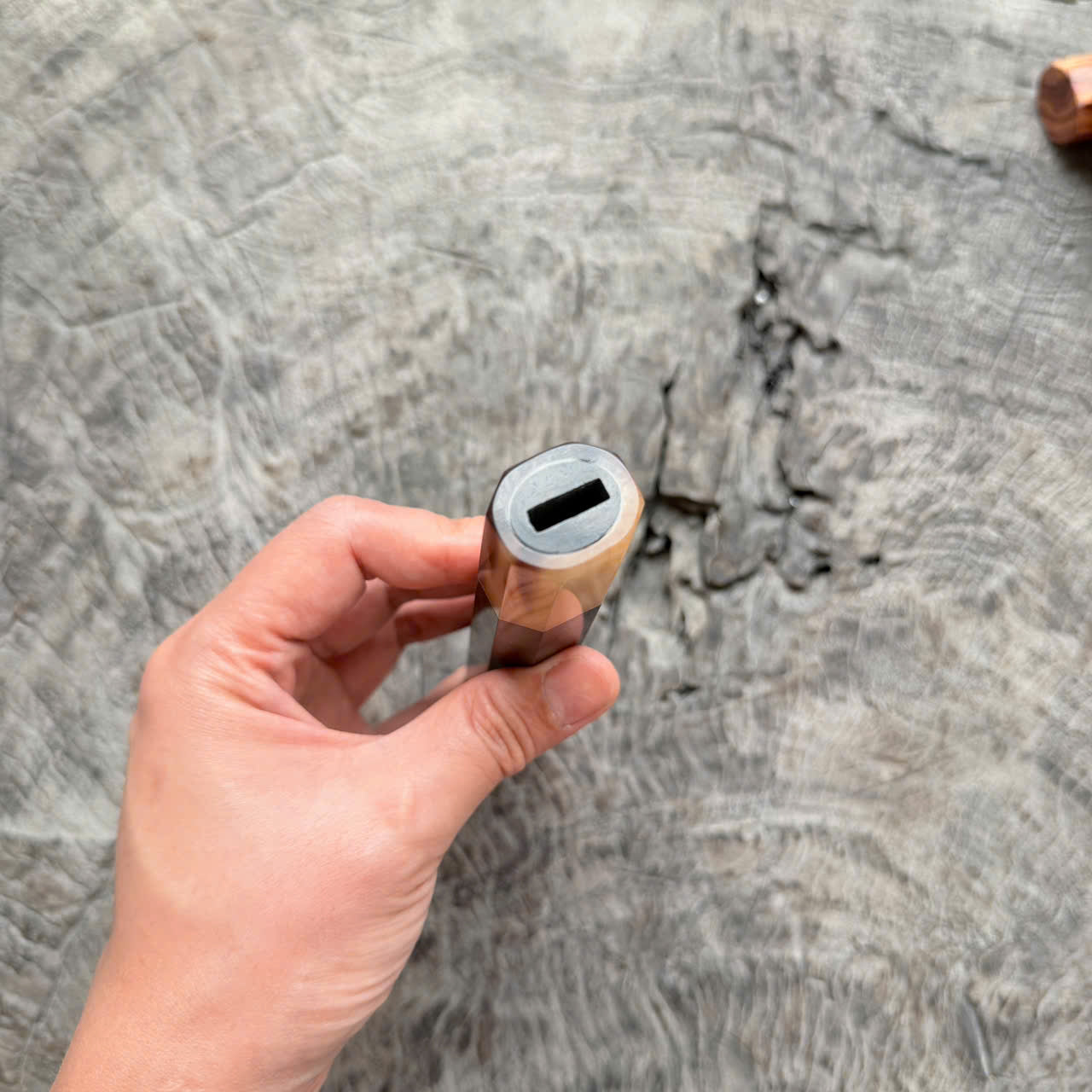 I - 5 Cool Curly Black Siamese Rosewood Wa handle , marble horn Ferrule,  145 mm handle