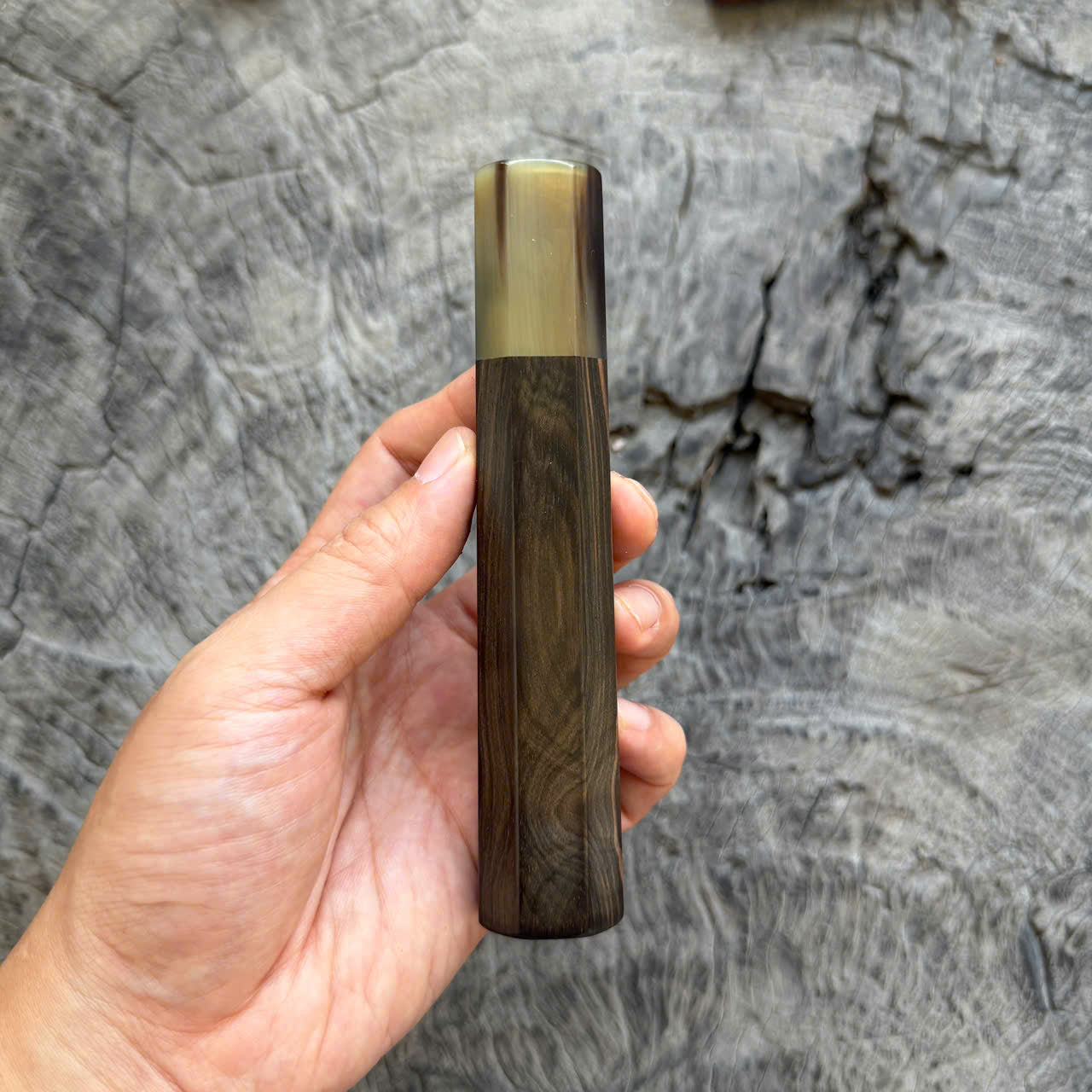 I - 3 Nice Ebony Wa handle, Black White horn Ferrule, 140mm handle
