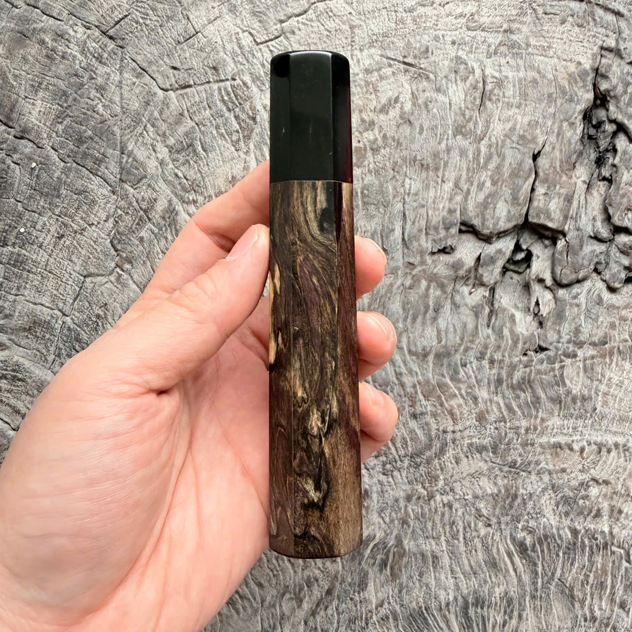 I - Cool Black White Ebony Wa handle, Black horn ferrule, 140mm