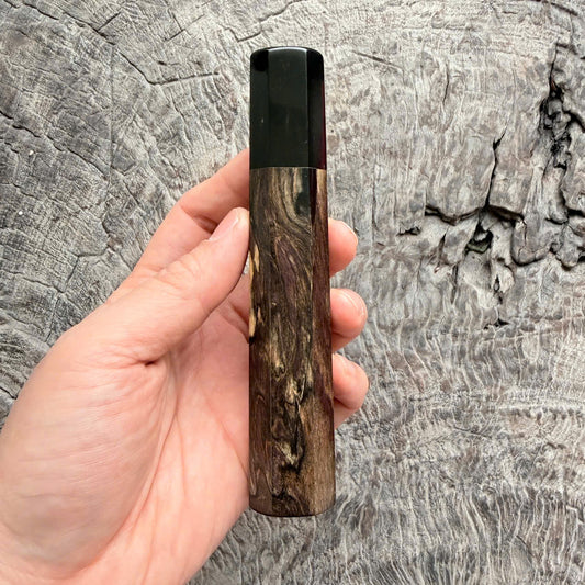 I - Cool Black White Ebony Wa handle, Black horn ferrule, 140mm