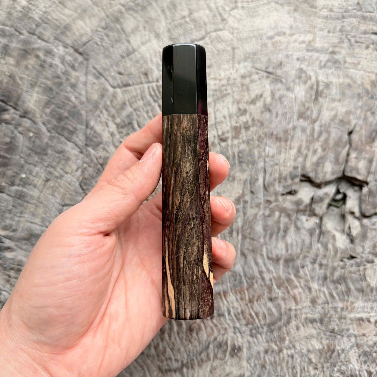 I - Cool Black White Ebony Wa handle, Black horn ferrule, 140mm