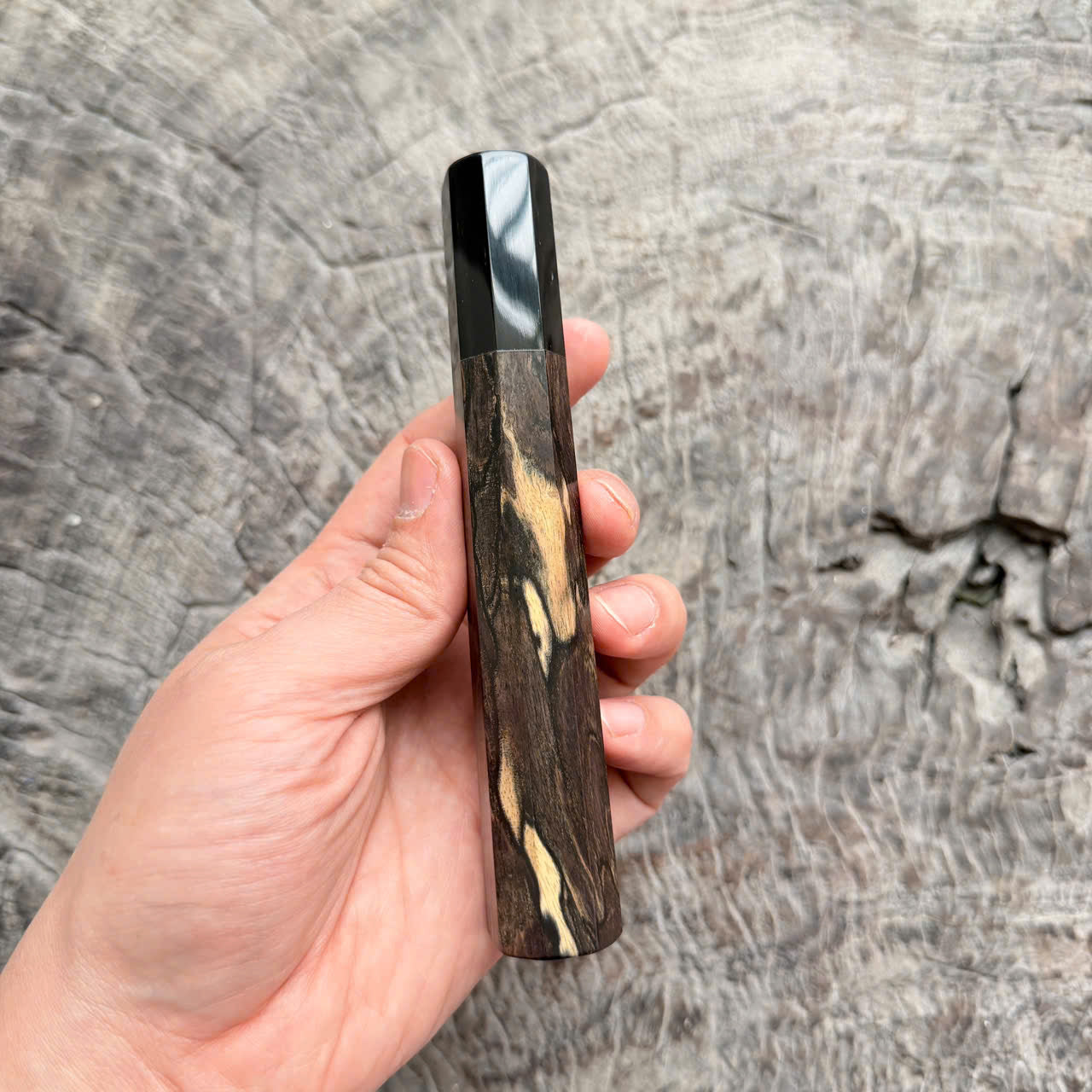 I - Cool Black White Ebony Wa handle, Black horn ferrule, 140mm