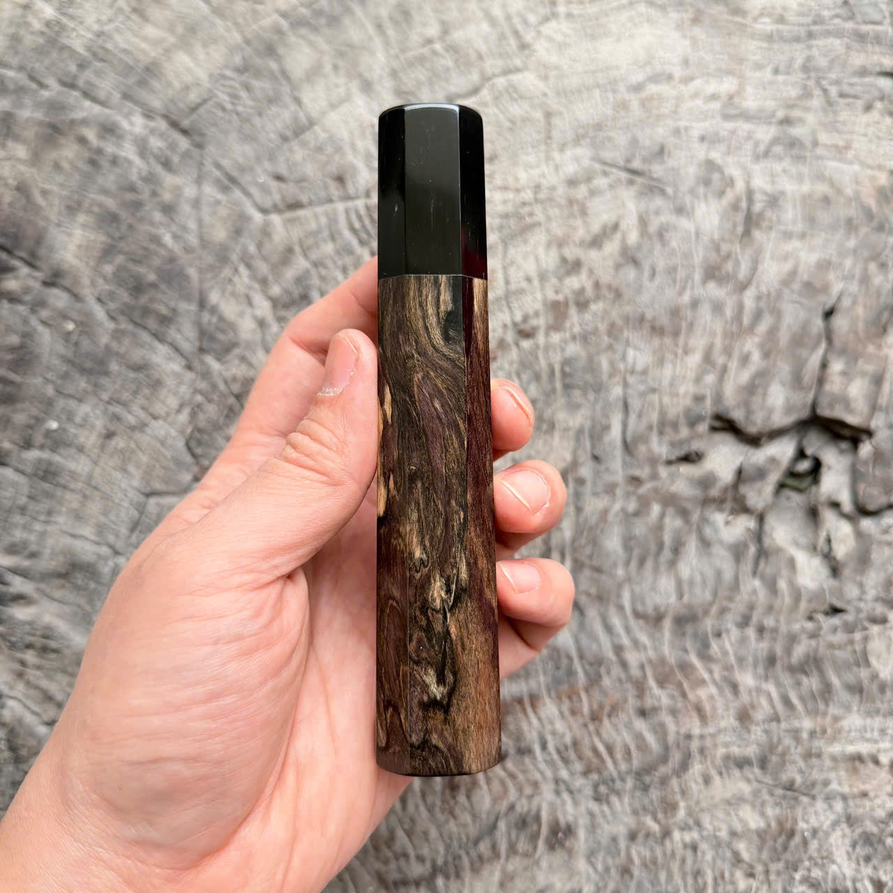 I - Cool Black White Ebony Wa handle, Black horn ferrule, 140mm