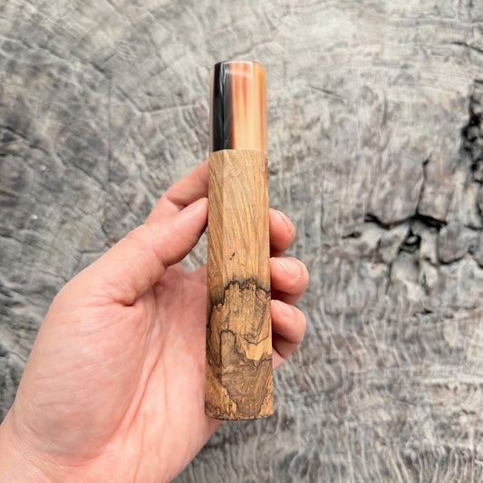 I - 3 Two tone Ebony burl Wa handle - Marble horn ferrule - 140 mm