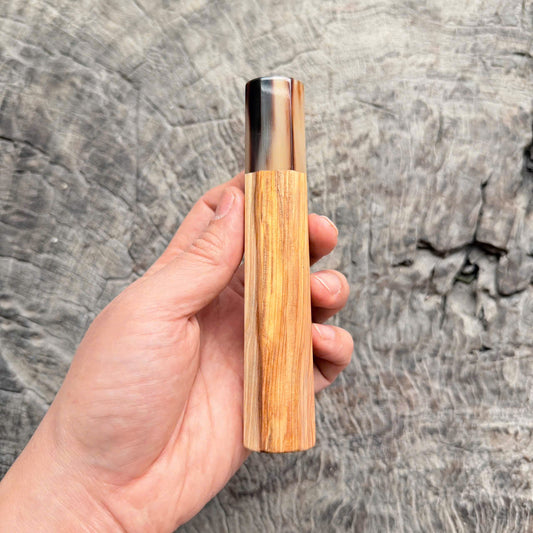 I - 2 Two tone Curly Japanese Tamamoku Cedar, Marble horn ferrule, 140mm