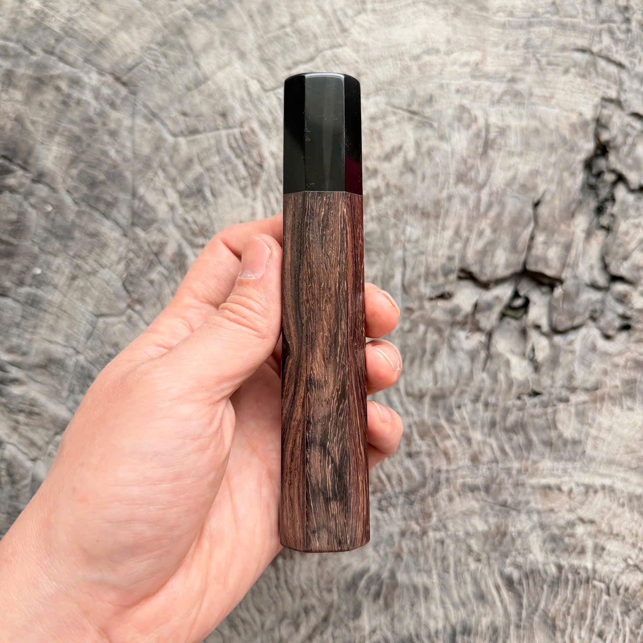 I -2 Burmese Blackwood Wa handle, black ferrule,  145 mm handle