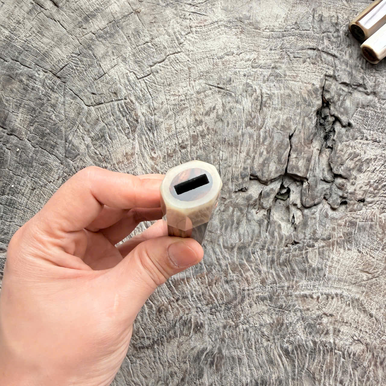 I - Burl Huanghuali wood Wa handle, Cream Horn Ferrule, 140mm handle