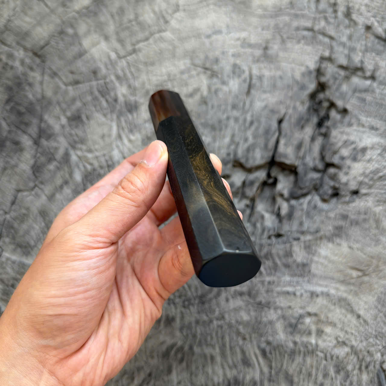 I- 41 Ebony Wa handle, Dark Marble Horn Ferrule, 135mm handle