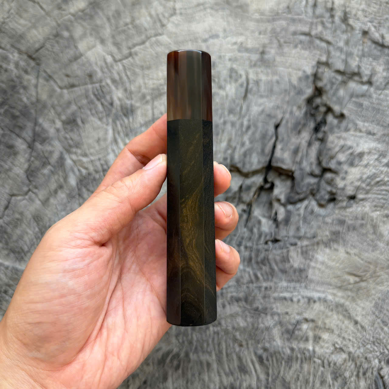 I- 41 Ebony Wa handle, Dark Marble Horn Ferrule, 135mm handle