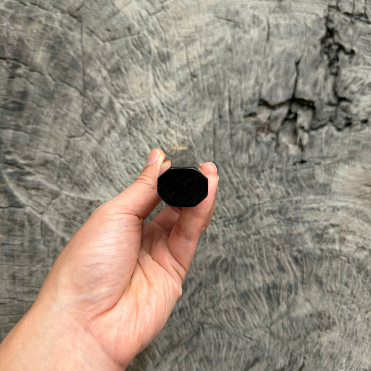 I- Rare Deep Black Siamese Rosewood Wa handle, Marble horn ferrule, 135mm handle