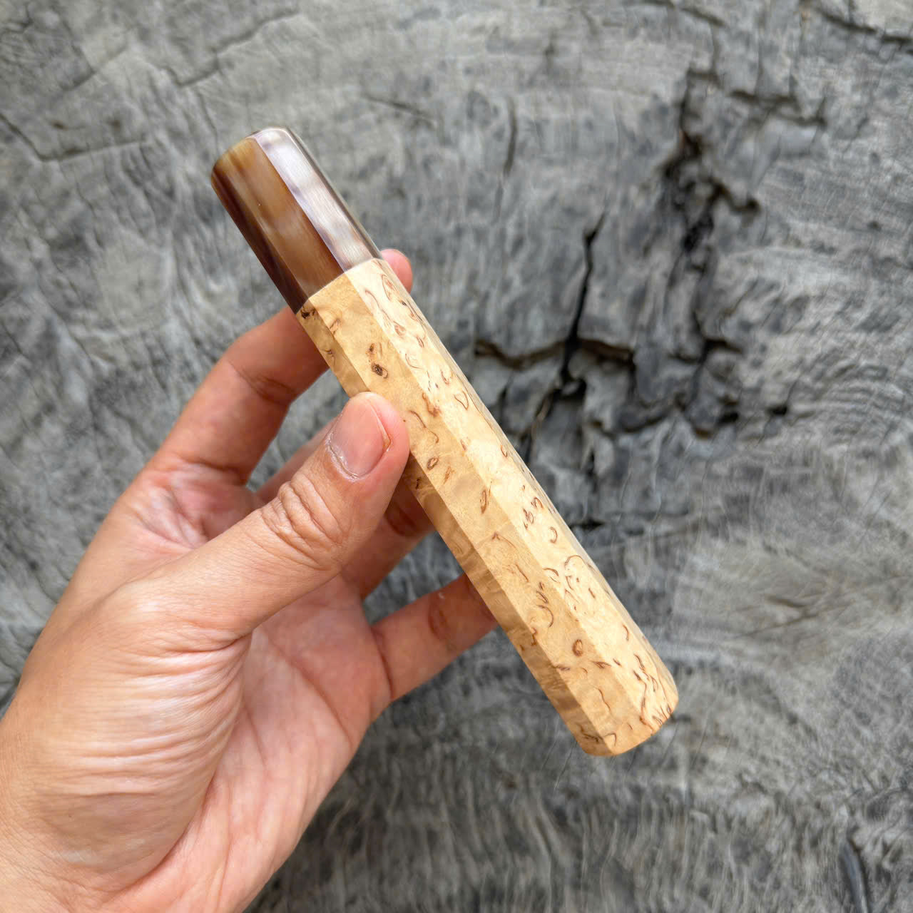 I - 8 Karelian Birch Wa handle, Cool Horn ferrule, 145 mm handle