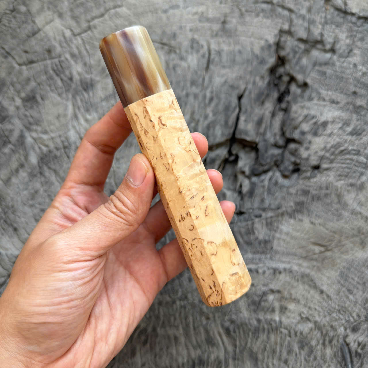 I - 8 Karelian Birch Wa handle, Cool Horn ferrule, 145 mm handle