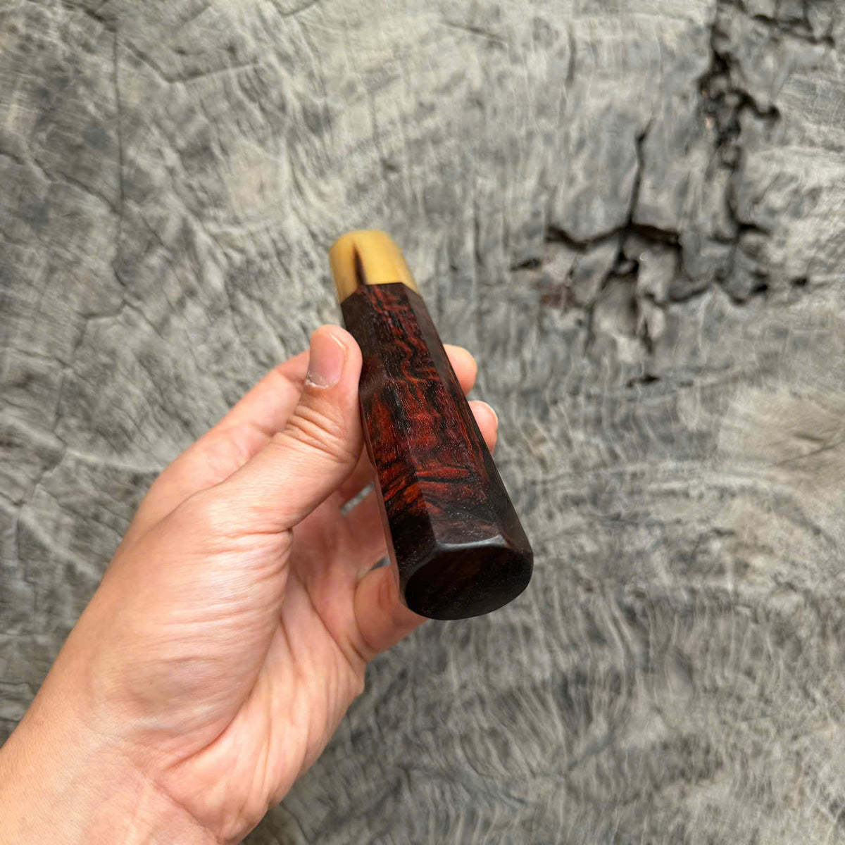 I - 53  Quilted Siamese rosewood Wa handle, Marble horn Ferrule, 140mm