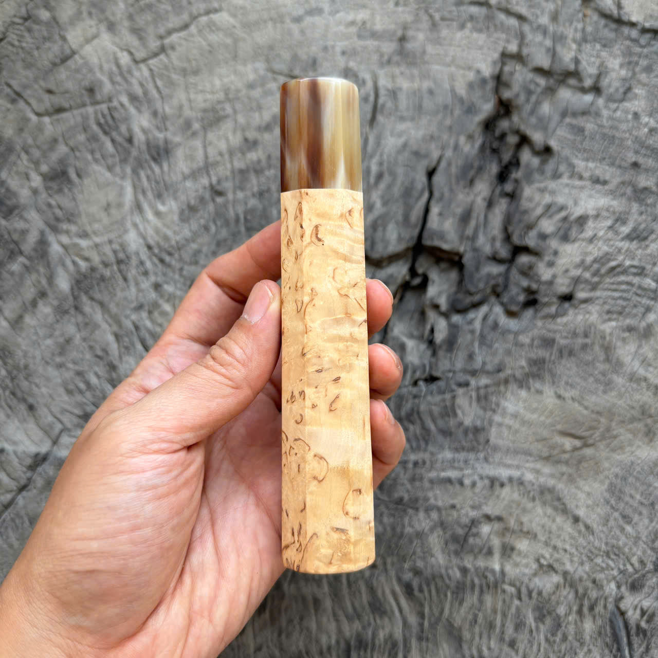 I - 8 Karelian Birch Wa handle, Cool Horn ferrule, 145 mm handle