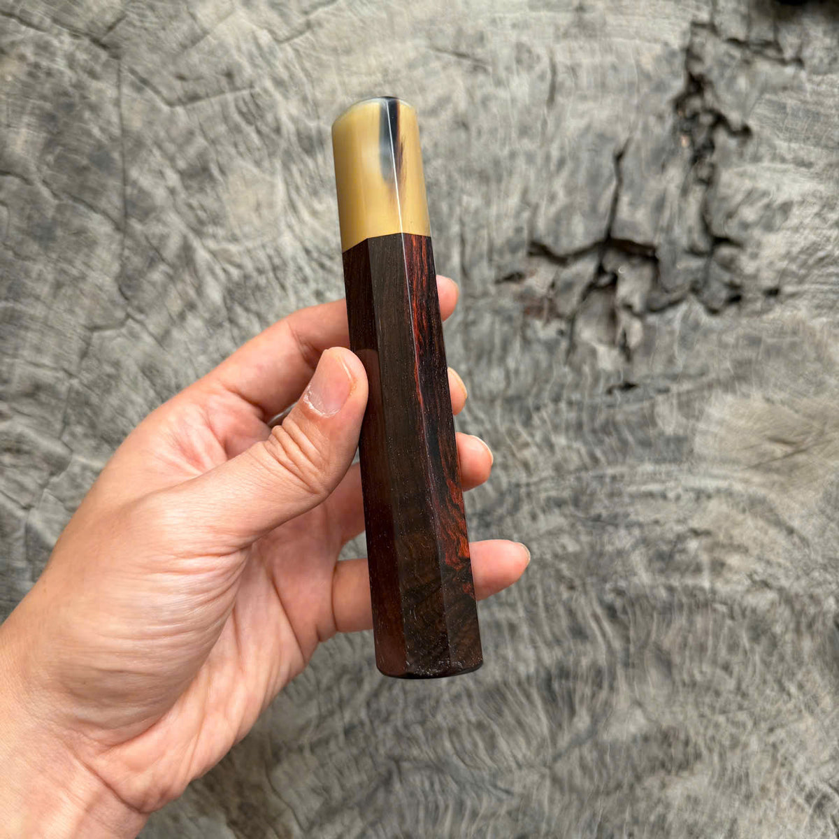 I - 53  Quilted Siamese rosewood Wa handle, Marble horn Ferrule, 140mm