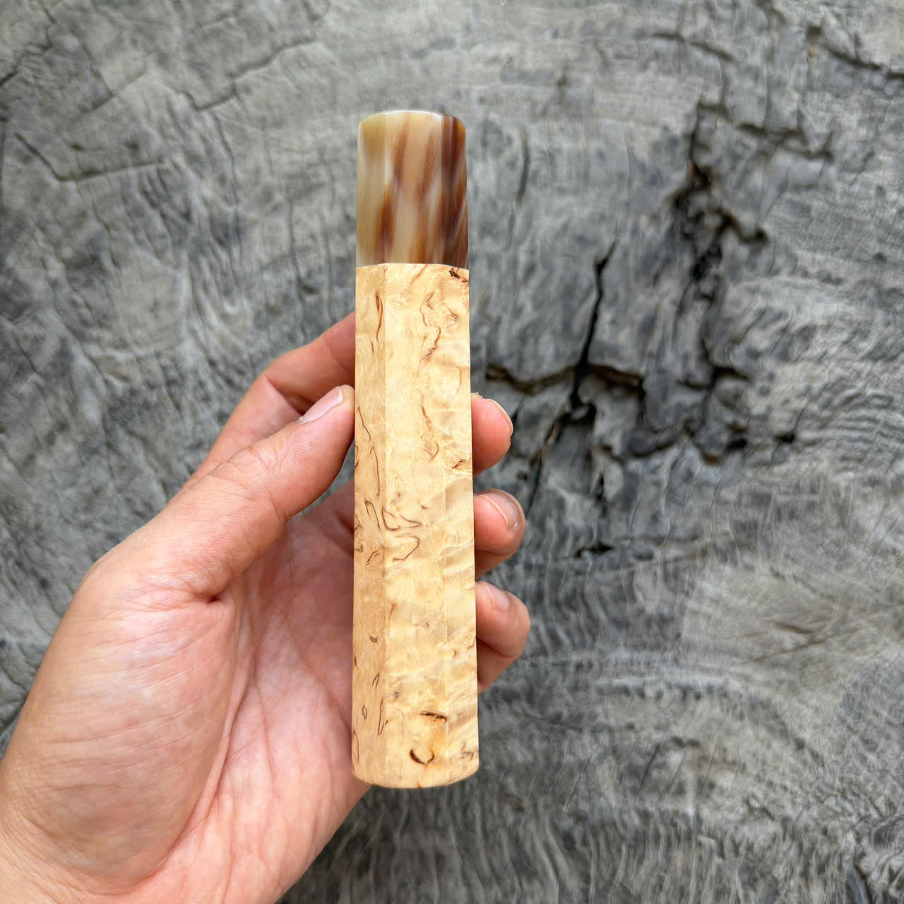 I - 8 Karelian Birch Wa handle, Cool Horn ferrule, 145 mm handle
