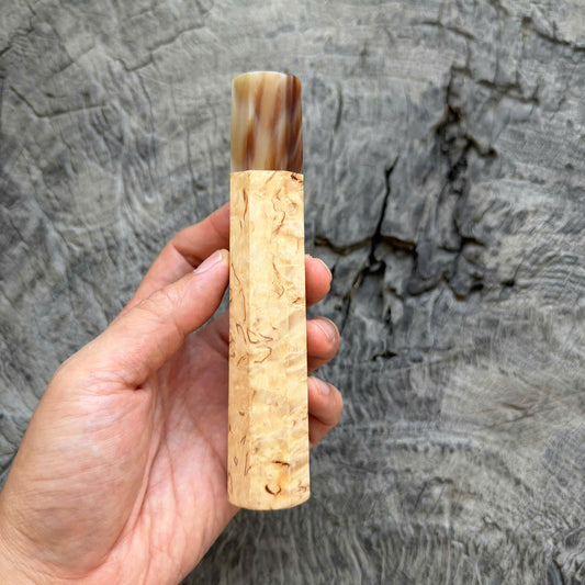 I - 8 Karelian Birch Wa handle, Cool Horn ferrule, 145 mm handle