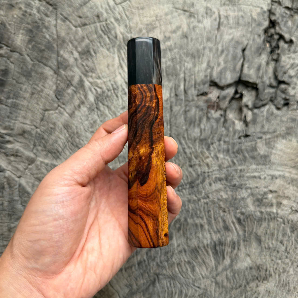 I -10 Desert Ironwood Wa handle, Nice Marble horn ferrule, 145 mm handle