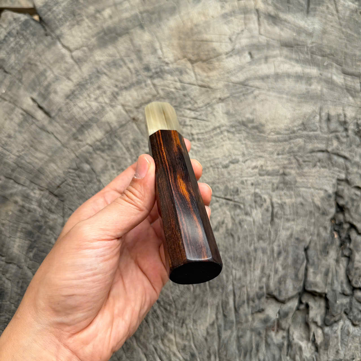 I -13 Dark Desert Ironwood Wa handle, Cream Black Horn Ferrule, 140mm