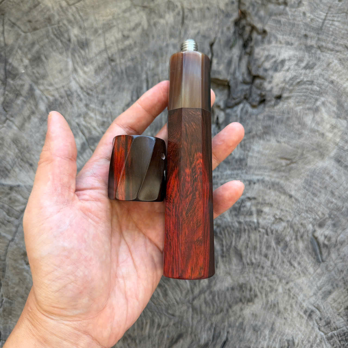 I- Set of Custom Wooden Portafilter Handle & Steam Knob Set, A2
