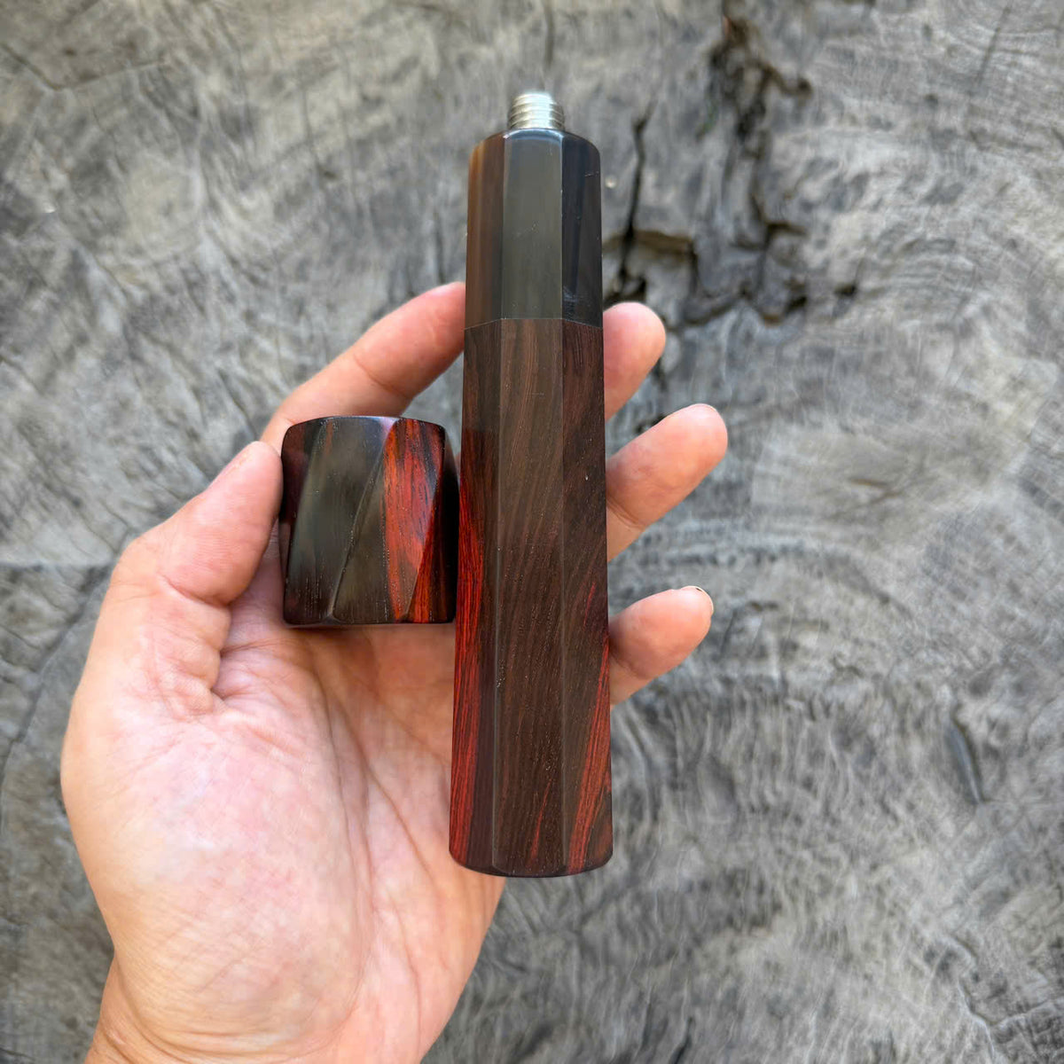 I- Set of Custom Wooden Portafilter Handle & Steam Knob Set, A2