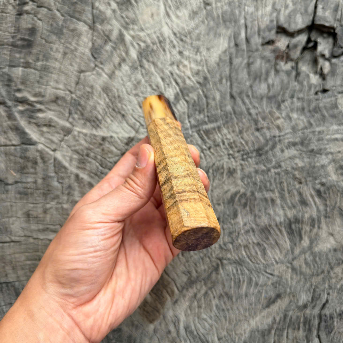 I- Rare Gold Curly Rosewood Wa handle, Marble horn ferrule, 135mm handle