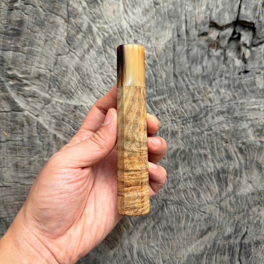 I- Rare Gold Curly Rosewood Wa handle, Marble horn ferrule, 135mm handle