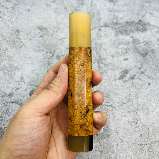 I- 4 Viet Ironwood Wa handle with marble horn ferrule, end cap- 140mm