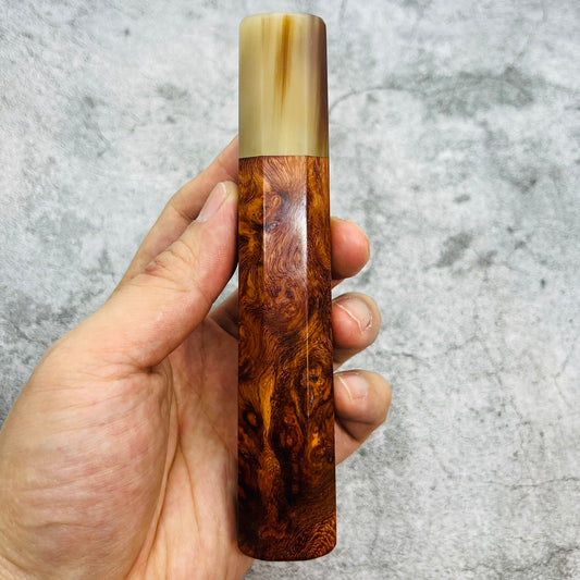 I- Cool Burl Amboyna Wa handle with marble horn ferrule- 140mm